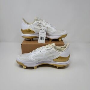 White and Gold Women's Athletic Cleats